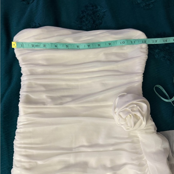 CLUB L LONDON Pure Excess White bandeau Runched ruffle dress - Picture 4 of 6